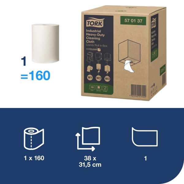 Tork Heavy-Duty průmyslová čisticí utěrka, W1/W2/W3 systém
