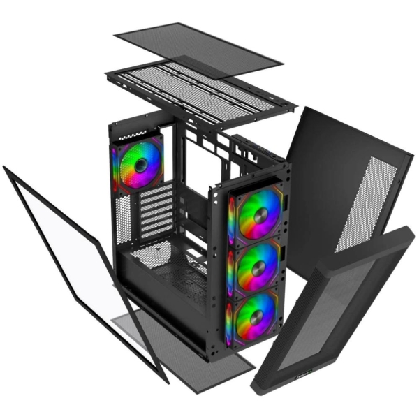 EVOLVEO Scorpio, Big Tower/4x ARGB/sklo+mřížka