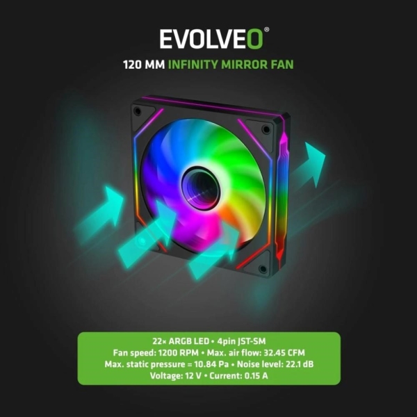 EVOLVEO Scorpio, Big Tower/4x ARGB/sklo+mřížka