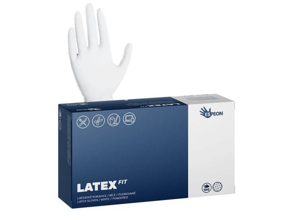 Rukavice LATEX FIT L, pudrované, 100 ks, bílé