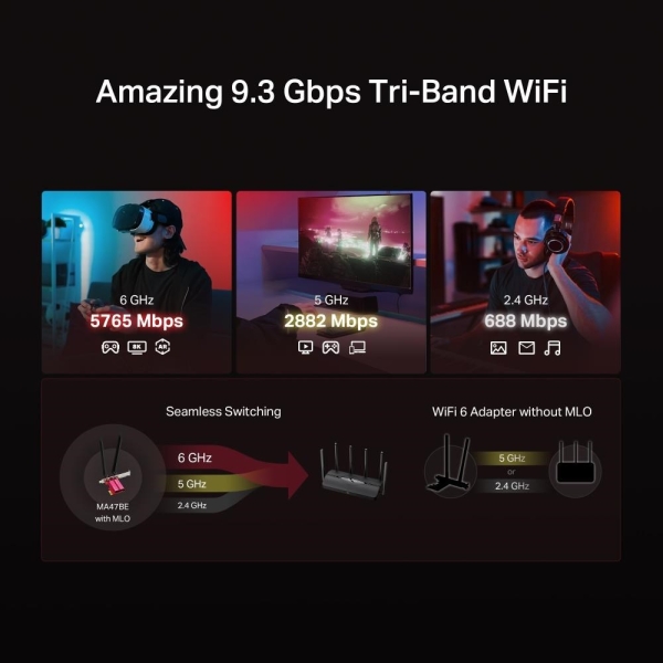 MERCUSYS MA47BE WiFi7 PCIe adapter (BE9300,2,4GHz/5GHz/6GHz,Bluetooth5.4)