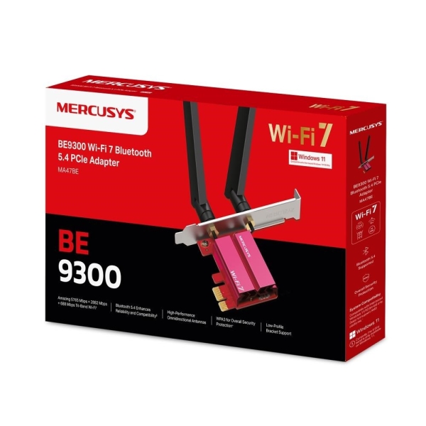 MERCUSYS MA47BE WiFi7 PCIe adapter (BE9300,2,4GHz/5GHz/6GHz,Bluetooth5.4)