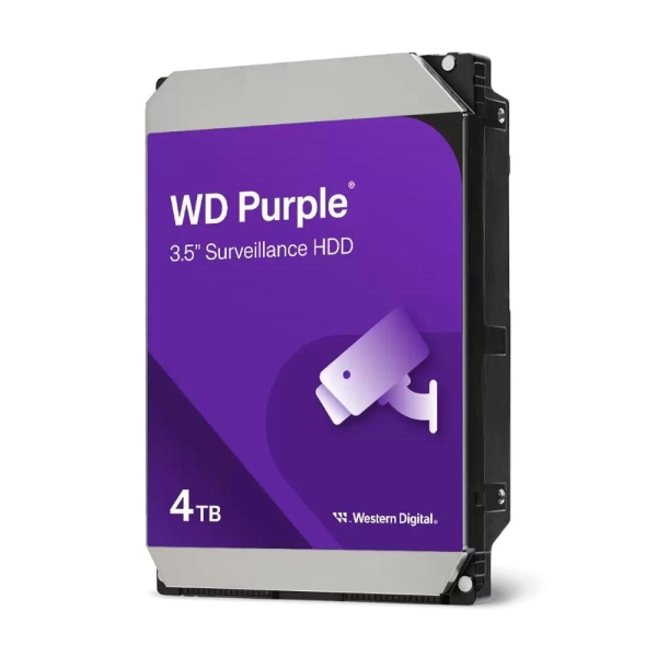 WDC WD44PURZ hdd 4TB SATA3-6Gbps 5400rpm 128MB CMR (řada PURPLE sledovací systémy a kamery) 180MB/s
