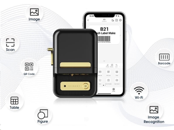 Niimbot Tiskárna štítků B21 Smart, černá + role štítků