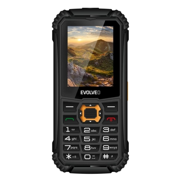 EVOLVEO StrongPhone Q1, vodotěsný odolný Dual SIM telefon, černo-oranžový