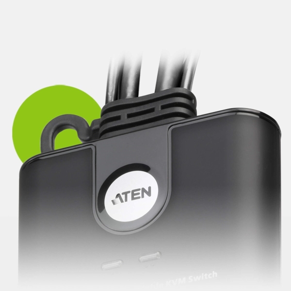 ATEN 2-port mini HDMI KVM USB, integrované kabely, tlačítko pro přepínání