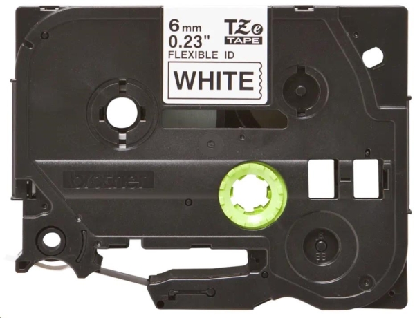 Brother originální páska do tiskárny štítků, Brother, TZE-FX211, černý tisk/bílý podklad, laminovaná, 8m, 6mm, flexibilní
