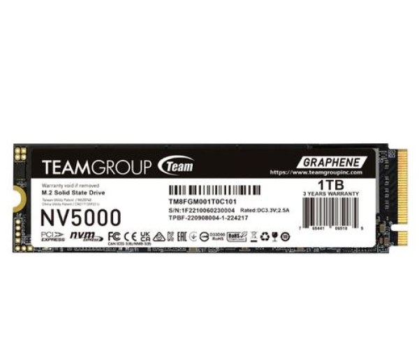 TEAMGROUP NV5000 SSD NVMe M.2 1TB PCIe 4.0 Gen4x4 2280 (čtení max. 4500MB/s, zápis max. 1900MB/s)