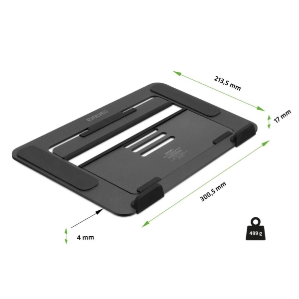 EVOLVEO TopLift, hliníkový podstavec pod notebook, černý