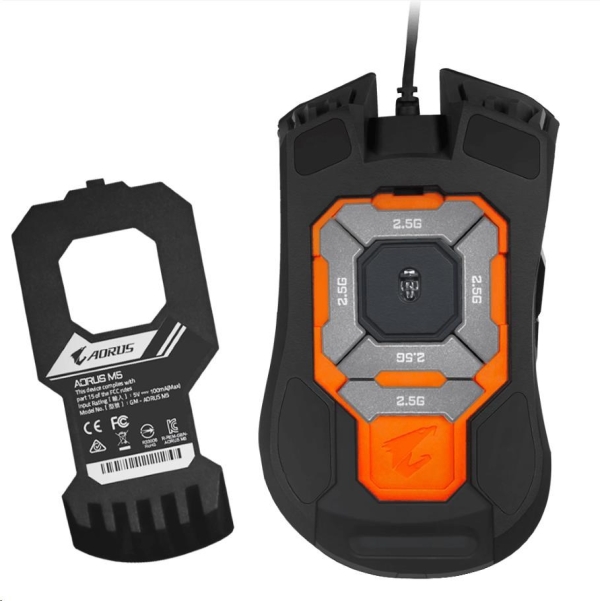 GIGABYTE Aorus M5/Herní/Optická/Drátová USB/Černá