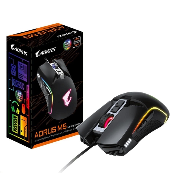 GIGABYTE Aorus M5/Herní/Optická/Drátová USB/Černá