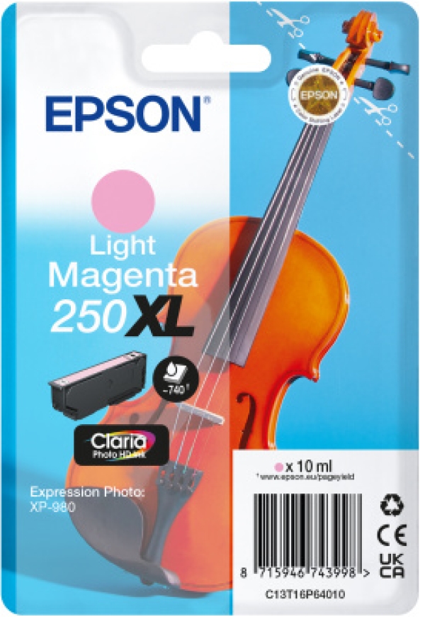 Epson 250XL - 10 ml - XL - svetlá fialová - originální - blistr - inkoustová cartridge - pro P/N: C11CL95402