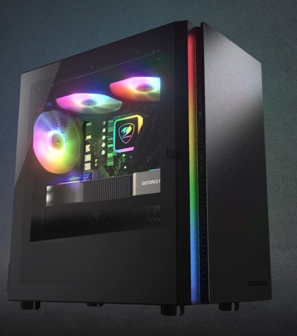 COUGAR PC skříň Purity RGB Black Mini Tower TG Front Panel ARGB strip / 1 x ARGB Fan / 3mm TG Left Panel