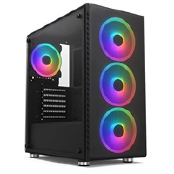 1stCOOL RAINBOW 4, skrinka ATX, zdroj 650W 88+, 4x RGB ventilátor, USB3, čierna