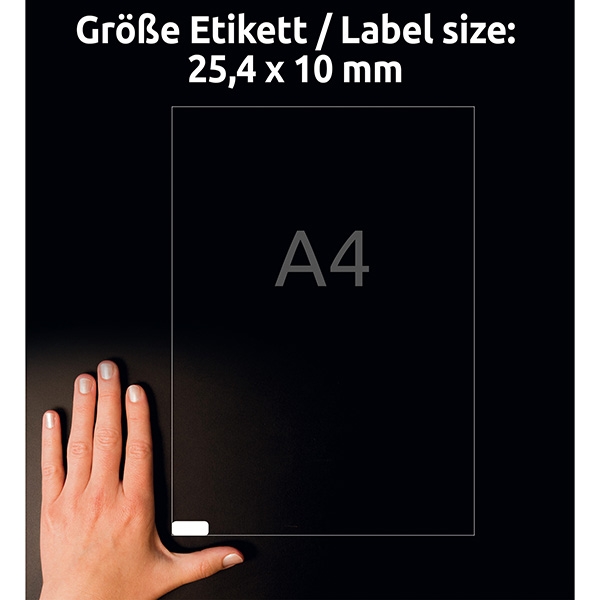 Avery Zweckform etikety 25.4mm x 10mm, A4, bílé, 189 etiket, s vysokou lepivostí, baleno po 20 ks, L7871-20, pro laserové a inkous