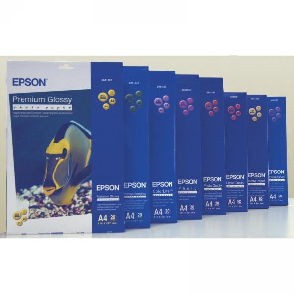 Epson Premium Semigloss Photo Paper, foto papír, pololesklý, bílý, Stylus Photo 880, 2100, A4, 251 g/m2, 20 ks, C13S041332, inkous
