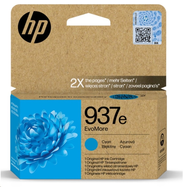 Náplň HP 937e, 4S6W6NE azurová (1 650 stran)