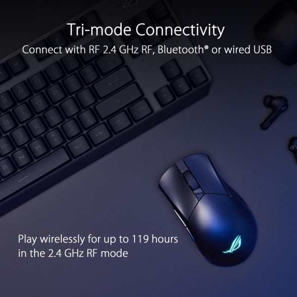 ASUS myš ROG GLADIUS III Wireless Aimpoint Black, RGB, Bluetooth