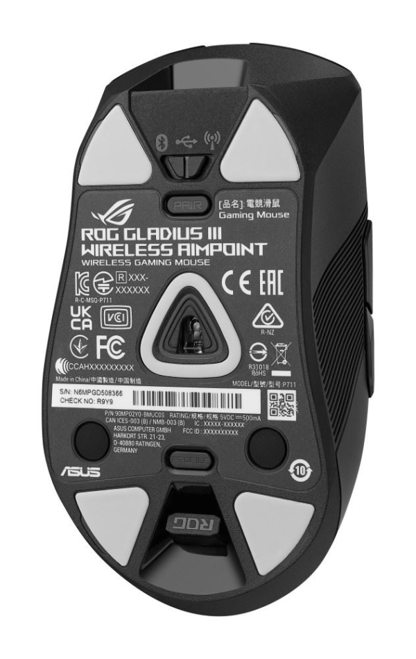 ASUS myš ROG GLADIUS III Wireless Aimpoint Black, RGB, Bluetooth