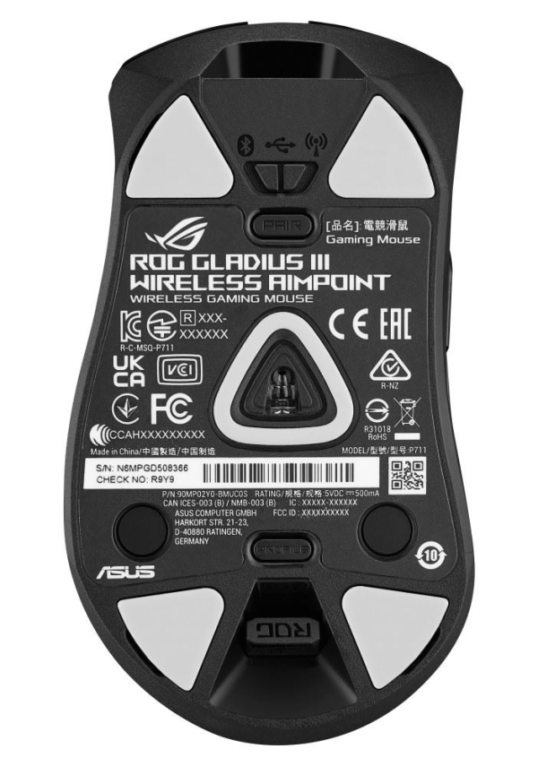 ASUS myš ROG GLADIUS III Wireless Aimpoint Black, RGB, Bluetooth