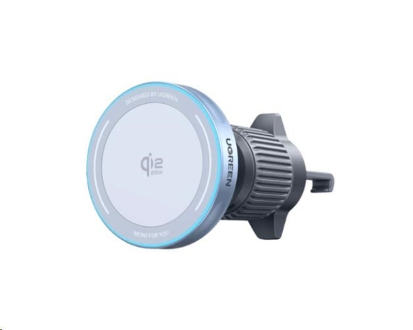 UGREEN magnetická bezdrátová nabíječka do auta MagFlow Qi2 25W, MagSafe, stříbrná