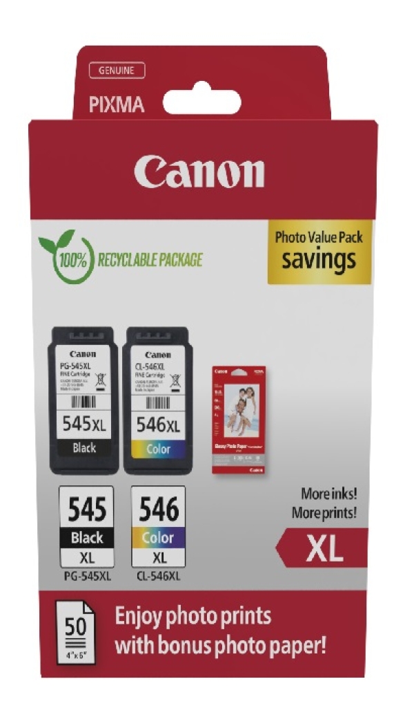 Canon PG-545XL/CL-546XL + fotopapír GP 501 (8286B011), multipack náplní do tiskárny Canon
