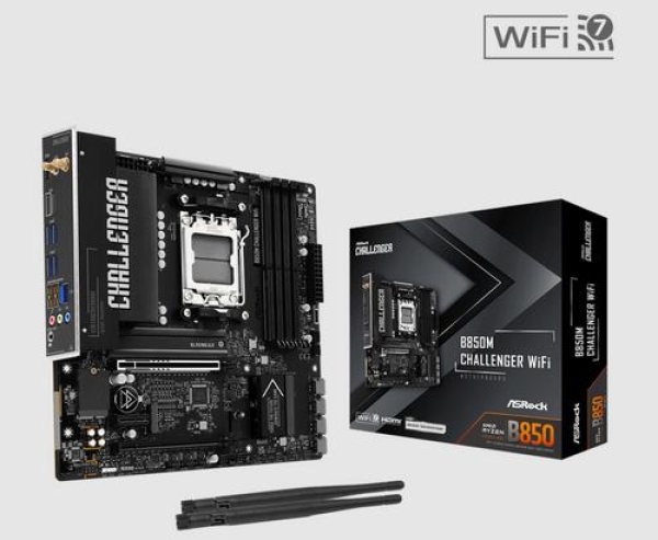 ASROCK B850M CHALLENGER WIFI (AM5, amd B850, 4xDDR5 8000+, PCIE 5.0, HDMI, 4xSATA3 +2xM.2, USB3.2 G2, GLAN 2,5G, mATX)