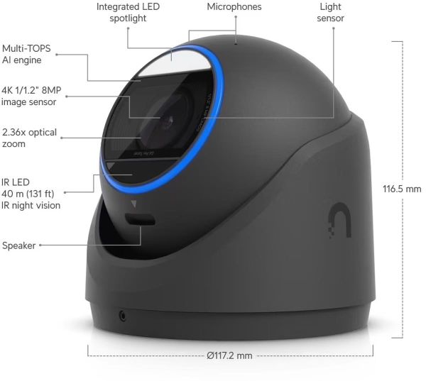 UBNT G6 Pro Turret, UniFi 8MP IP kamera, černá