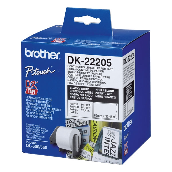 Brother DK-22205 - Černá na bílé - Role (6,2 cm x 30,5 m) termální papír - pro Brother QL-1050, 1060, 1110, 500, 550, 560, 570, 580, 600, 650, 700, 710, 720, 820