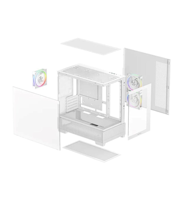 DEEPCOOL Case CG380 3F WH, mATX, ARGB, Průhledná bočnice, 3x 120mm Fan, bílá