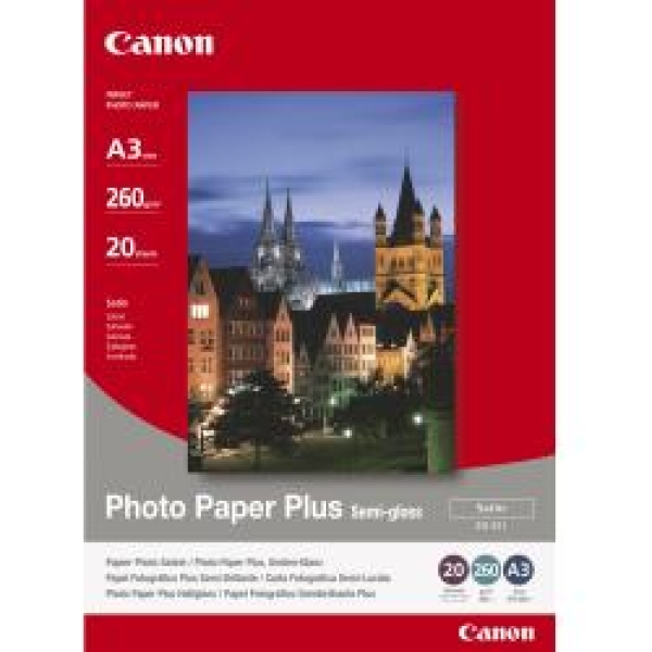 Canon Photo Paper Plus Semi-Glossy, foto papír, pololesklý, saténový typ bílý, A3, 260 g/m2, 20 ks, SG-201 A3, inkoustový