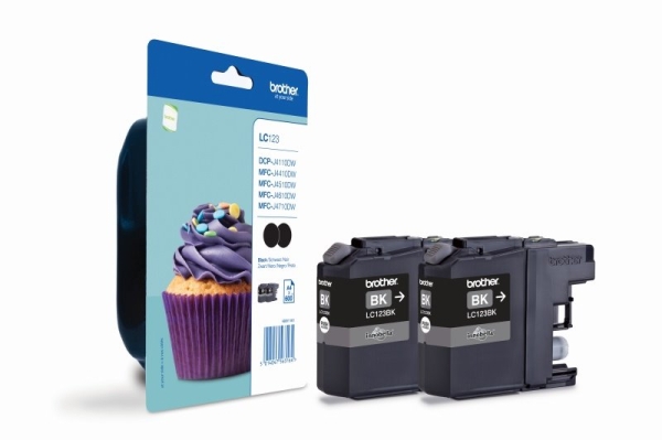 Náplň Brother LC-123BK černá 2-pack blistr s akustickým alarmem