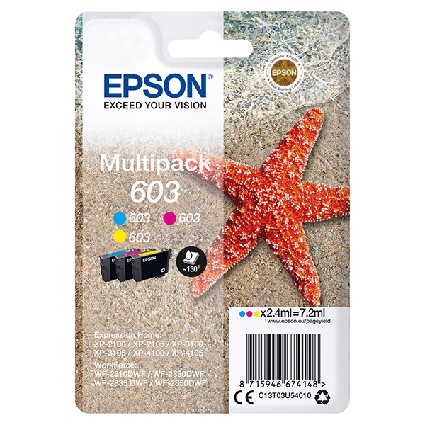 Náplň Epson 603, C13T03U54010 CMY multipack blistr 