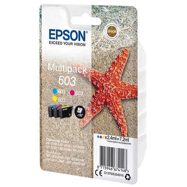 Náplň Epson 603, C13T03U54010 CMY multipack blistr 