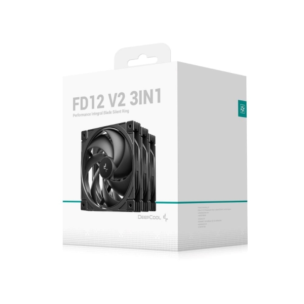 DEEPCOOL Ventilátor FD12 V2 3v1, 3x120mm, černá