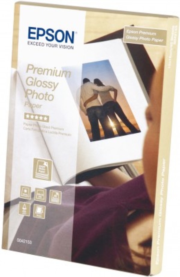 Epson Premium Glossy Photo Paper, foto papír, lesklý, bílý, Stylus Color, Photo, Pro, 10x15cm, 4x6", 255 g/m2, 40 ks, C13S042153, 