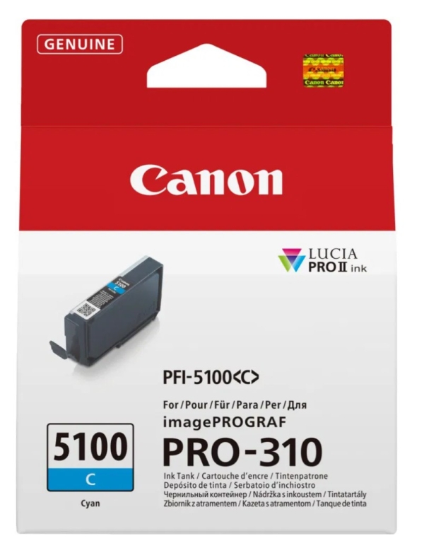 Canon PFI-5100 C - 14.4 ml - azurová - originální - závesný box - inkoustový zásobník - pro imagePROGRAF PRO-310