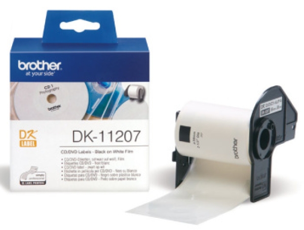 Brother etikety na CD 58mm, bílá, filmová role, 100 ks, DK11207, pro tiskárny řady QL