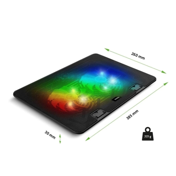 EVOLVEO A101RGB, chladící podložka pro notebook, 2x ventilátor, RGB podsvícení