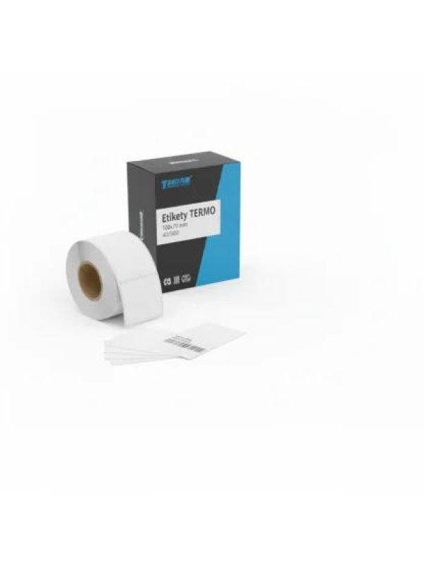 Thermo ECO etiketa 50mmx25mm,nepotištěná, dutinka 40mm, 1000 etiket/kotouč, standard lepidlo