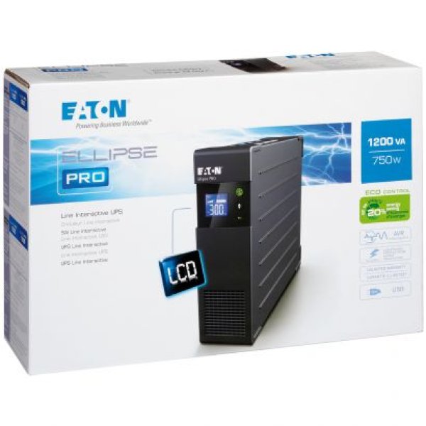 Eaton Ellipse PRO 1200 FR, 750 W, UPS 1200VA, 8 zásuvek, LCD, české zásuvky