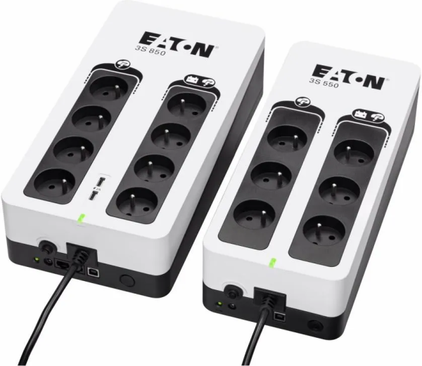 Eaton 3S 850 FR, UPS 850VA / 510W, 8 zásuvek (4 zálohované), USB, 2x USB charge, české zásuvky