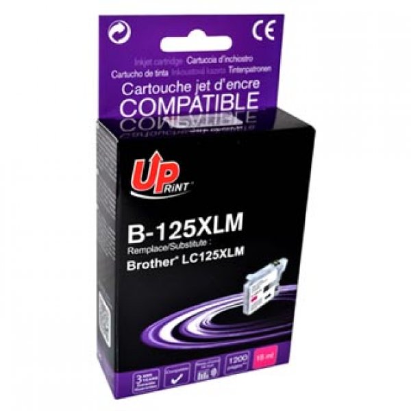 UPrint kompatibilní ink s LC-125XLM, magenta, 1200str., 15ml, B-125XLM, pro Brother MFC-J4510 DW