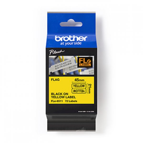 Brother - FLE6511, černá / žlutá (24mm, nelaminovaný praporek)