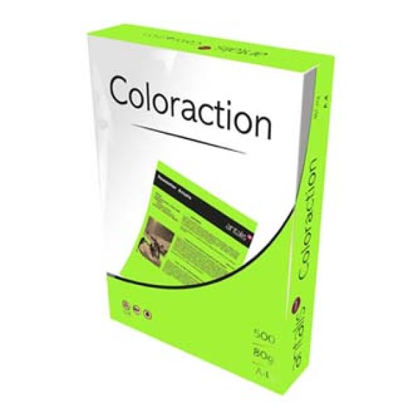 Xerografický papír Coloraction, Java, A4, 80 g/m2, středně zelený, 500 listů, vhodný pro inkoustový tisk