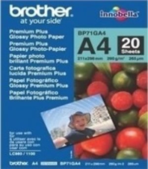 Brother Glossy Photo Paper, foto papír, lesklý, bílý, A4, 260 g/m2, 20 ks, BP71GA4, inkoustový