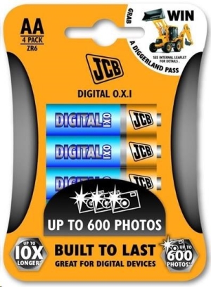 JCB OXI DIGITAL alkalická baterie LR06, blistr 4 ks