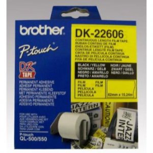 Brother filmová role 62mm x 15.24m, žlutá, 1 ks, DK22606, pro tiskárny štítků