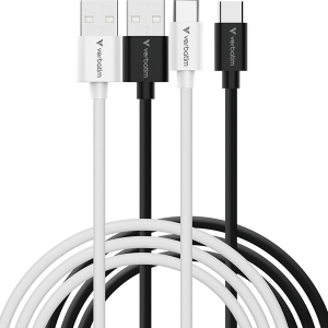 Verbatim USB kabel USB A samec - USB C samec, 18W, 1m, černo-bílá, box, 32393