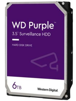 WDC WD64PURZ hdd 6TB SATA3-6Gbps 5400rpm 256MB CMR (řada PURPLE sledovací systémy a kamery) 180MB/s